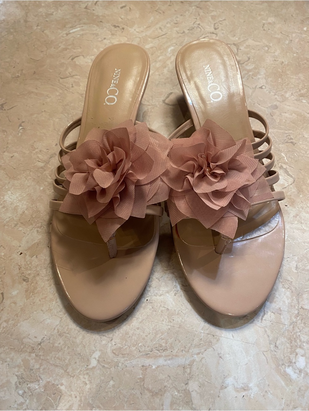 Nine & Co. Blush Pink Floral Thong Sandals